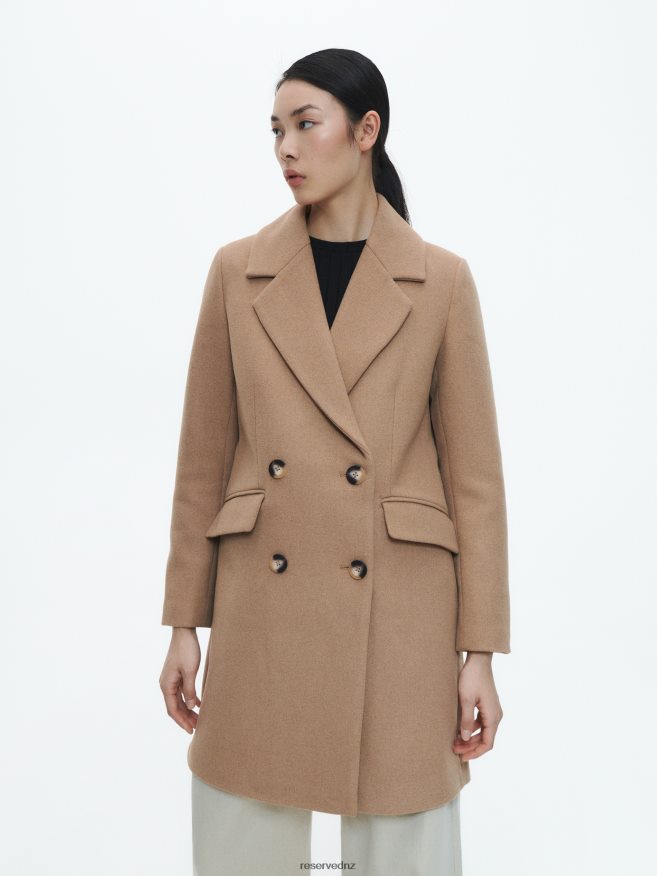 Reserved Women Wool Blend Coat P6H08T891 Apparel Beige