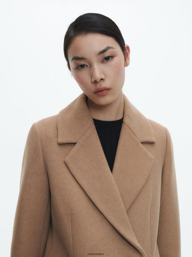 Reserved Women Wool Blend Coat P6H08T891 Apparel Beige
