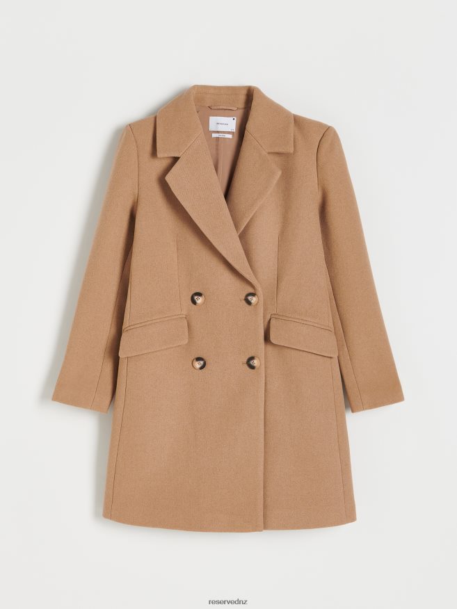Reserved Women Wool Blend Coat P6H08T891 Apparel Beige