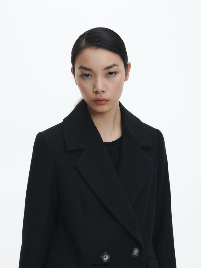Reserved Women Wool Blend Coat P6H08T899 Apparel Black