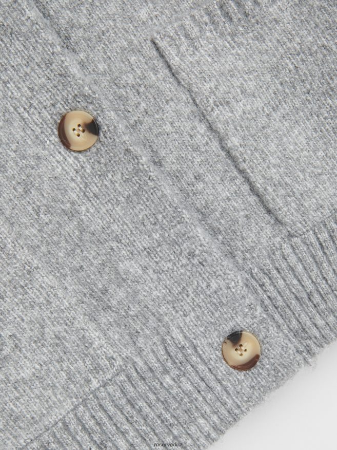 Reserved Women Cardigan With Pockets P6H08T924 Apparel Light Grey