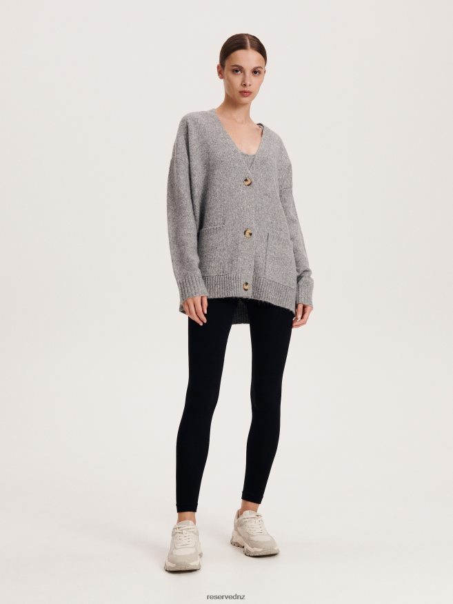 Reserved Women Cardigan With Pockets P6H08T924 Apparel Light Grey