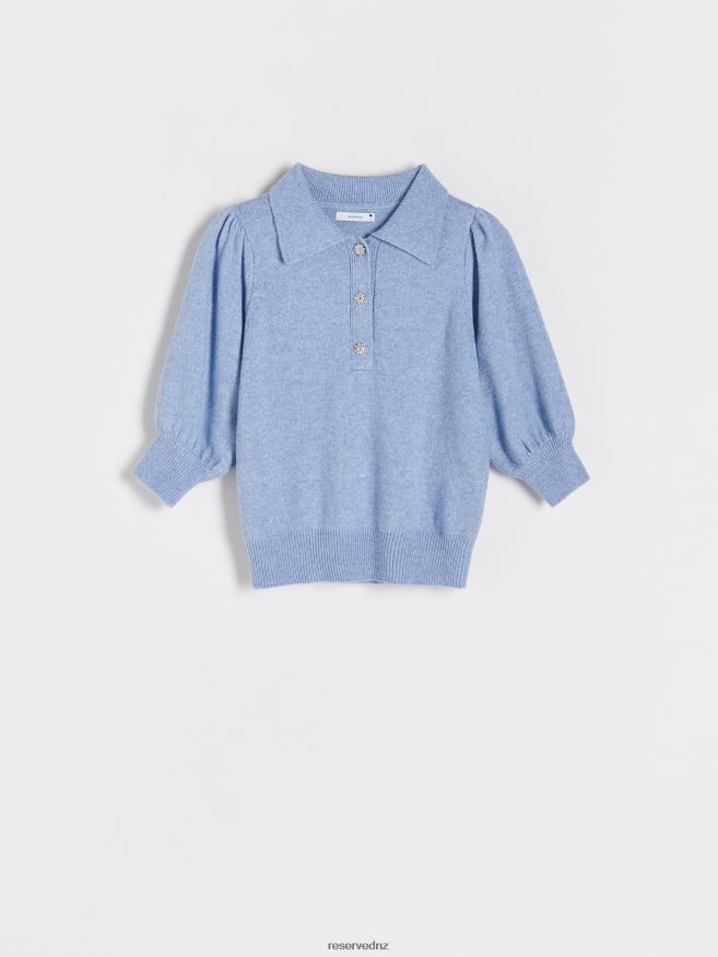 Reserved Women Jumper With Decorative Buttons P6H08T925 Apparel Light Blue