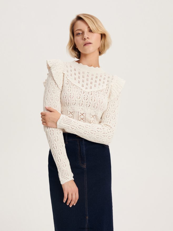 Reserved Women Openwork Jumper P6H08T923 Apparel Nude