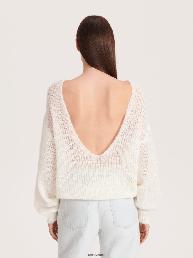 Reserved Women Openwork Jumper With Wool Blend P6H08T912 Apparel White