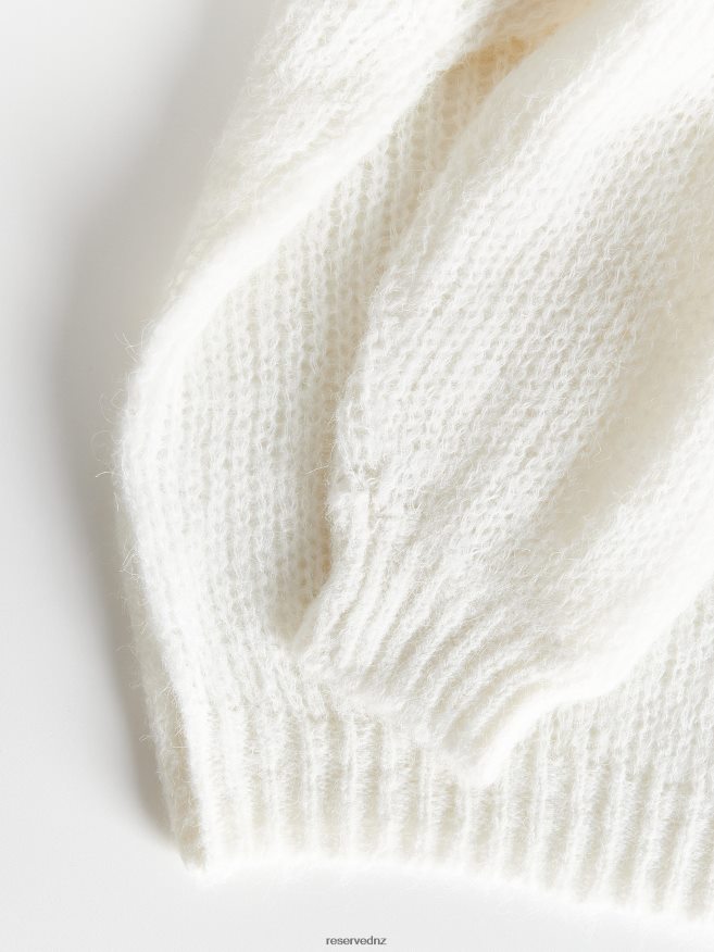 Reserved Women Openwork Jumper With Wool Blend P6H08T912 Apparel White
