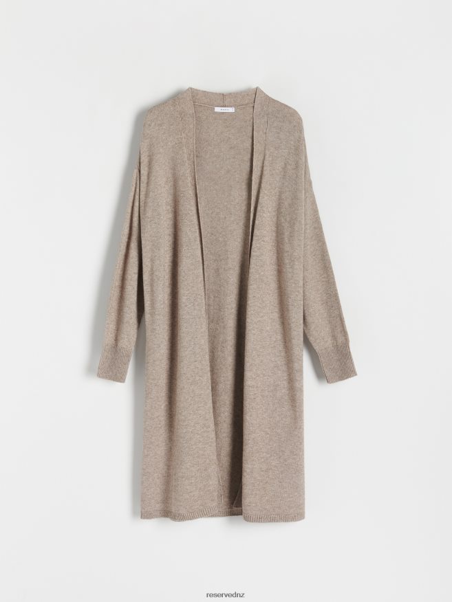 Reserved Women Plain Viscose Rich Cardigan P6H08T903 Apparel Beige