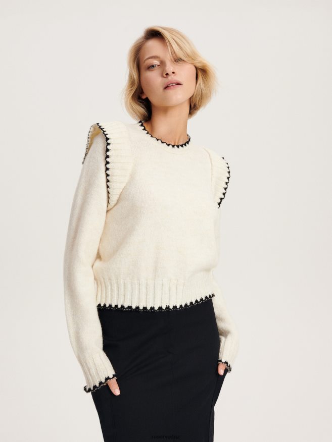 Reserved Women Ruffle Sleeve Jumper P6H08T922 Apparel Nude