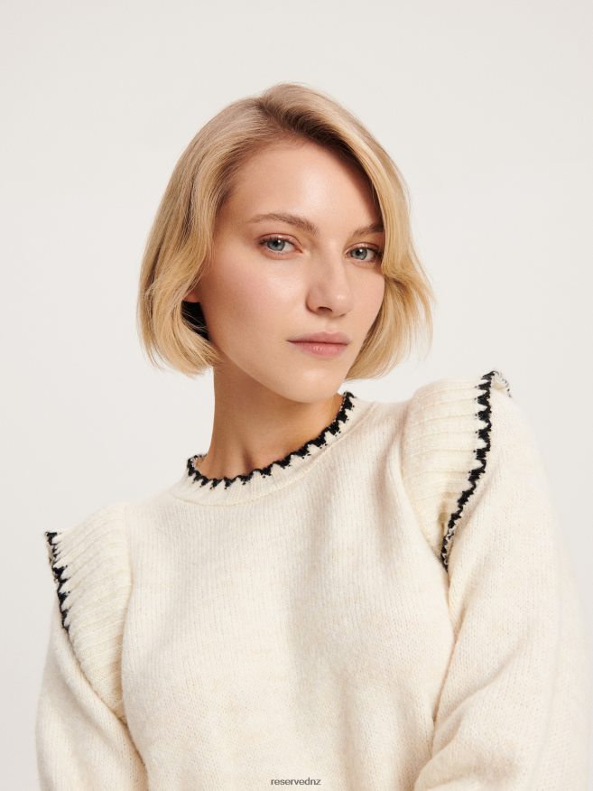 Reserved Women Ruffle Sleeve Jumper P6H08T922 Apparel Nude