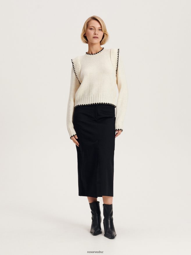 Reserved Women Ruffle Sleeve Jumper P6H08T922 Apparel Nude