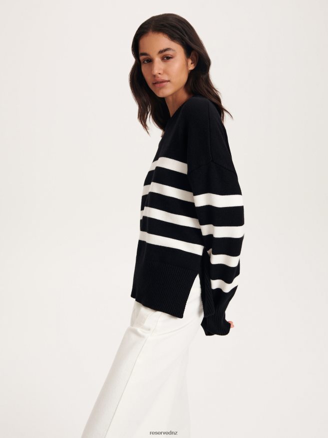 Reserved Women Stripe Jumper P6H08T909 Apparel Black