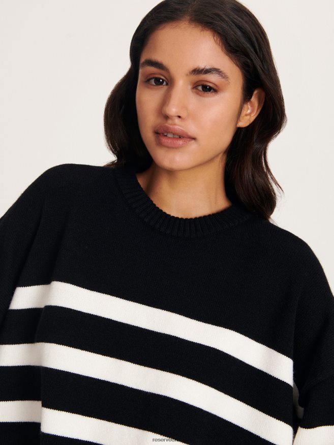 Reserved Women Stripe Jumper P6H08T909 Apparel Black