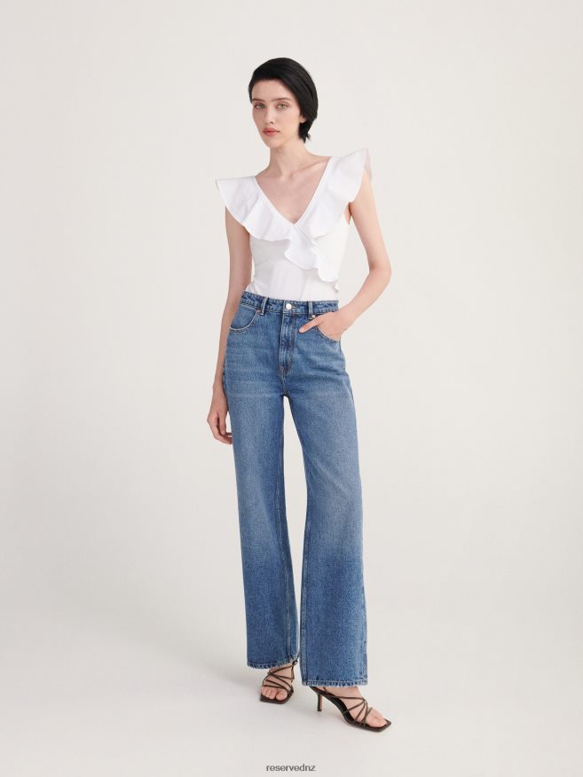 Reserved Women Bodysuit With Ruffle Detail P6H08T525 Apparel White