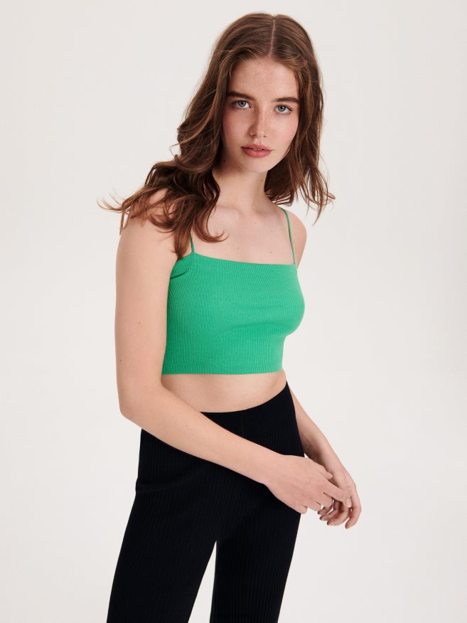 Reserved Women Cami Crop Top P6H08T517 Apparel Green
