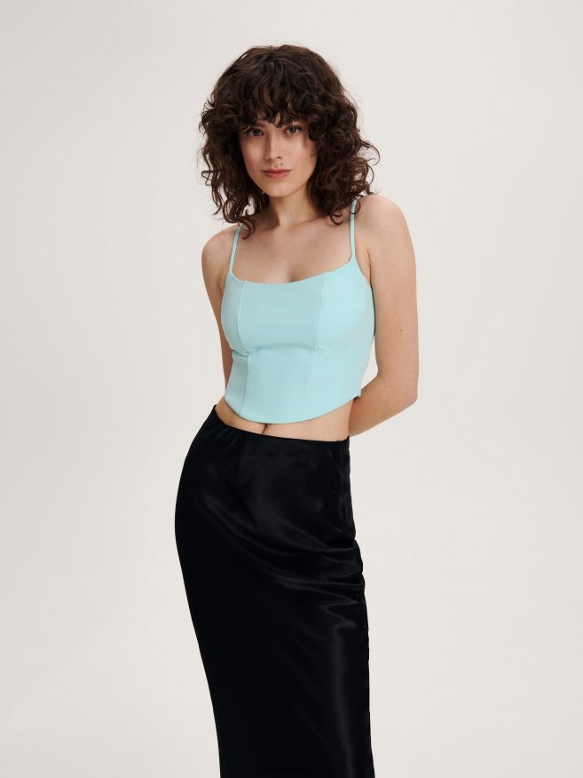 Reserved Women Corset Top P6H08T339 Apparel Aqua