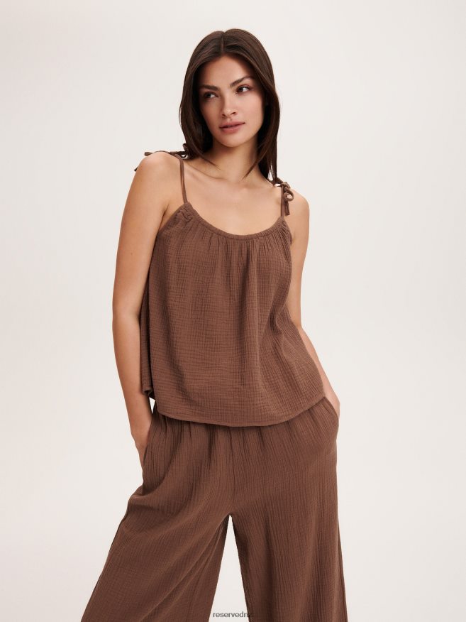 Reserved Women Cotton Top P6H08T329 Apparel Brown