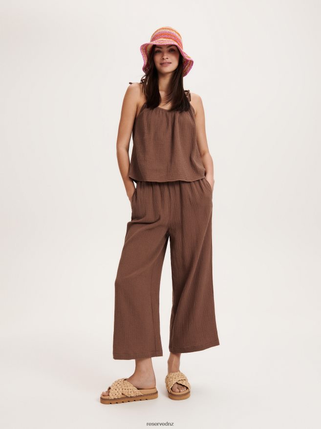 Reserved Women Cotton Top P6H08T329 Apparel Brown