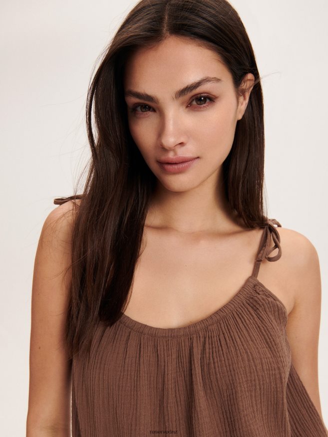 Reserved Women Cotton Top P6H08T329 Apparel Brown