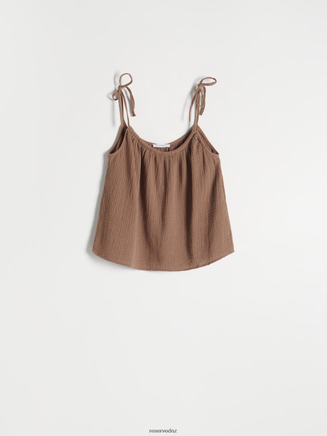 Reserved Women Cotton Top P6H08T329 Apparel Brown