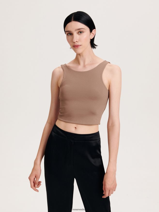 Reserved Women Crop Top P6H08T498 Apparel Coffee