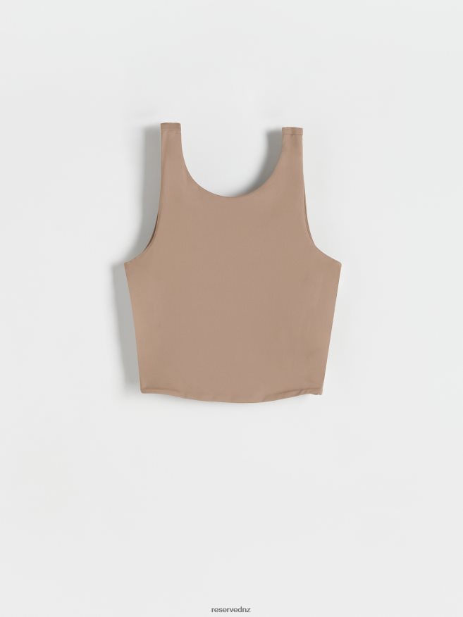 Reserved Women Crop Top P6H08T498 Apparel Coffee