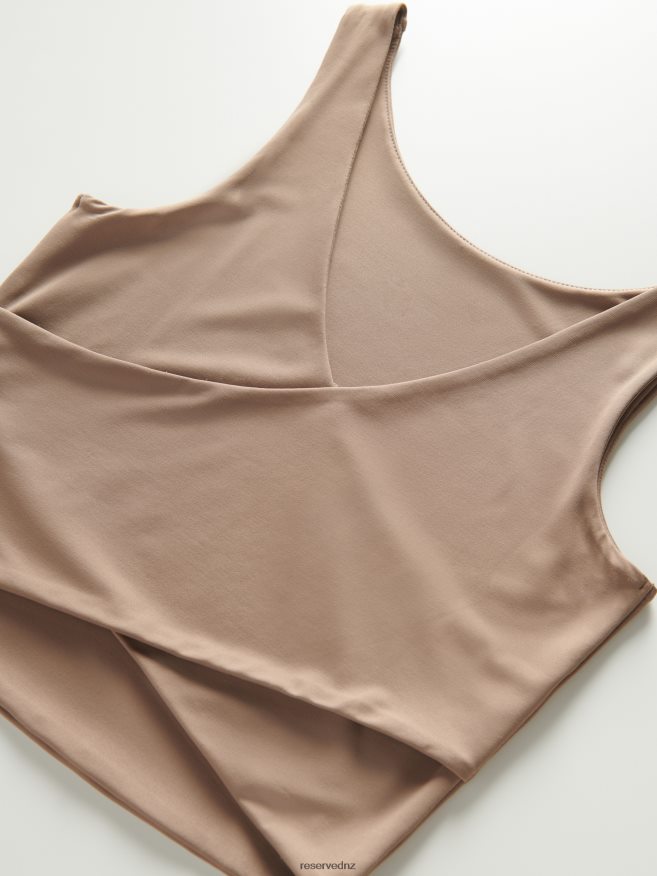 Reserved Women Crop Top P6H08T498 Apparel Coffee