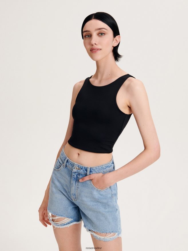 Reserved Women Crop Top P6H08T510 Apparel Black