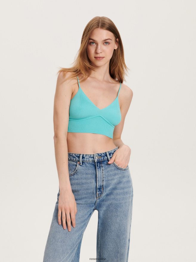 Reserved Women Crop Top P6H08T532 Apparel Aqua
