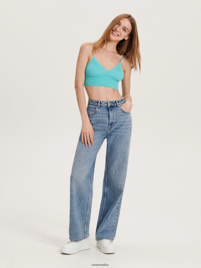 Reserved Women Crop Top P6H08T532 Apparel Aqua