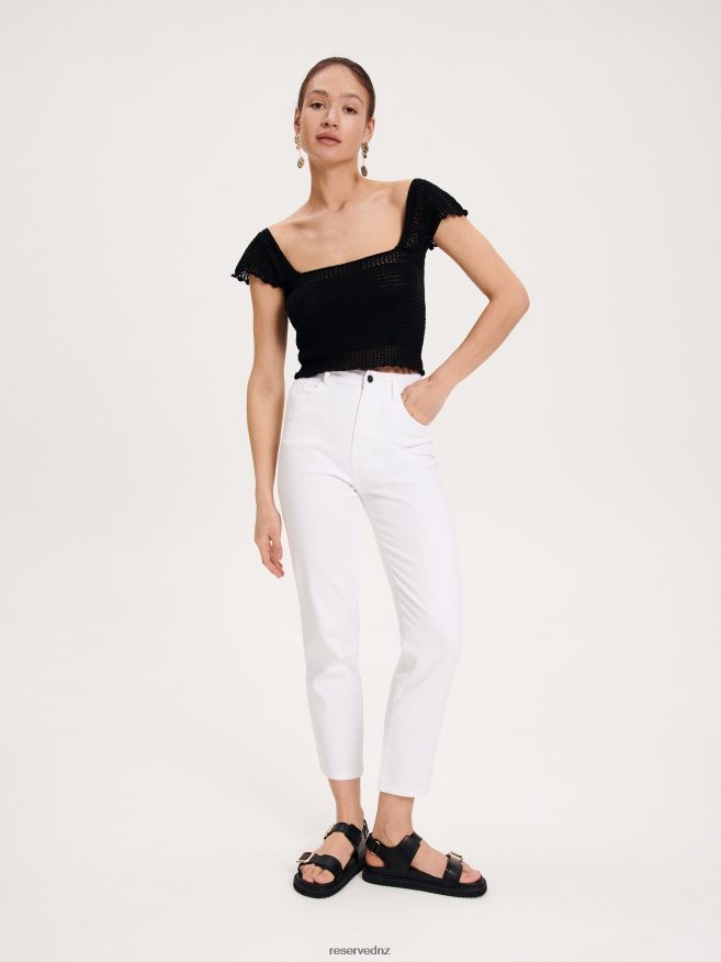 Reserved Women Jersey Crop Top P6H08T328 Apparel Black