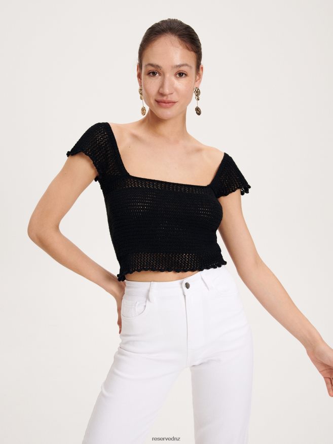 Reserved Women Jersey Crop Top P6H08T328 Apparel Black