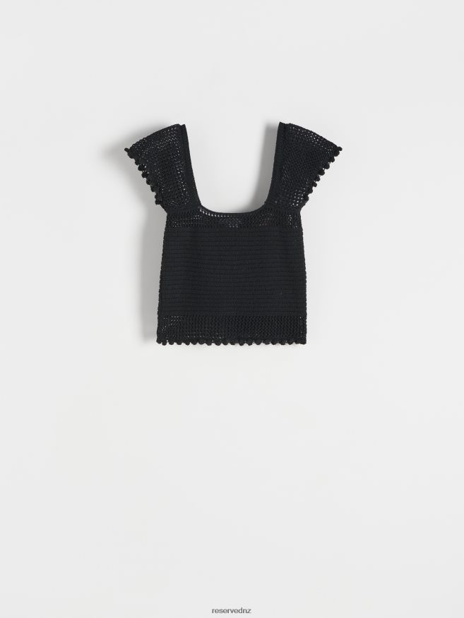Reserved Women Jersey Crop Top P6H08T328 Apparel Black