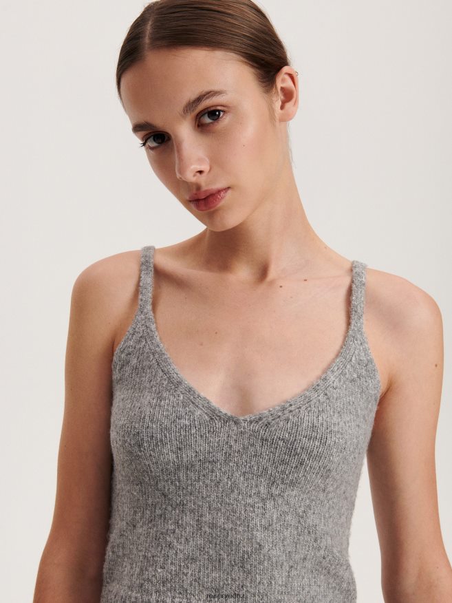 Reserved Women Knitted Top P6H08T497 Apparel Light Grey