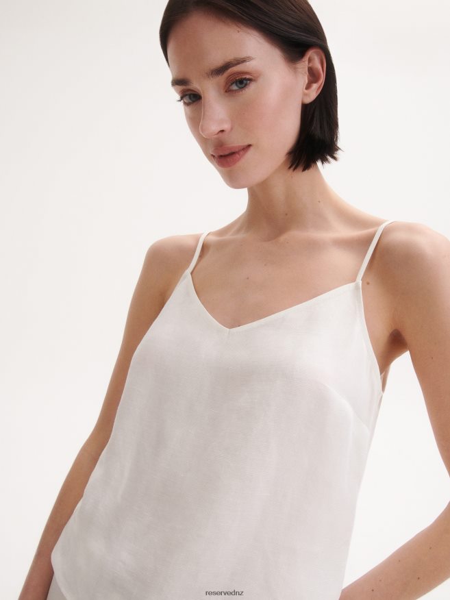 Reserved Women Linen Blend Top P6H08T322 Apparel White