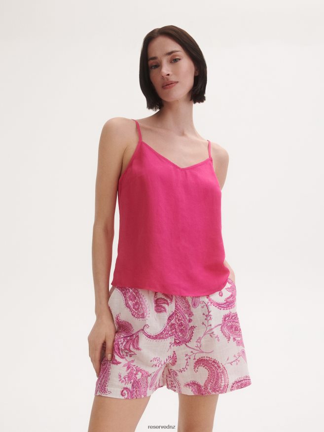 Reserved Women Linen Blend Top P6H08T350 Apparel Hot Pink