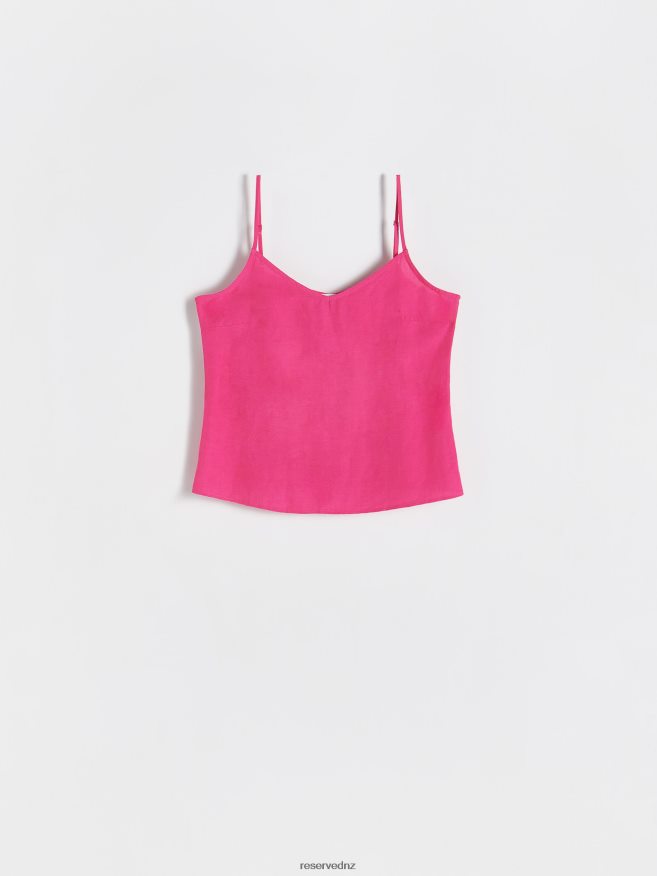 Reserved Women Linen Blend Top P6H08T350 Apparel Hot Pink