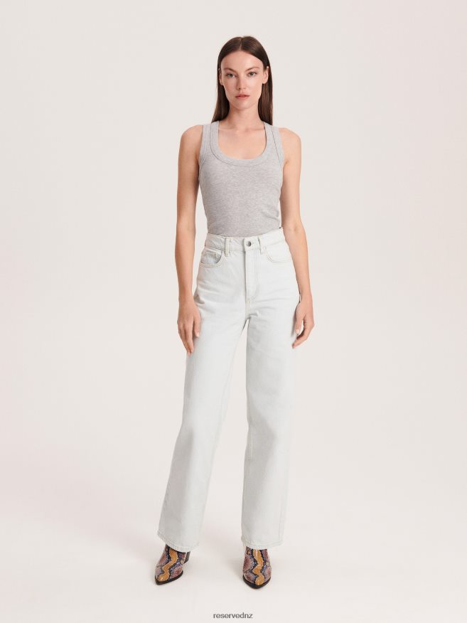 Reserved Women Melange Jersey Top P6H08T512 Apparel Light Grey