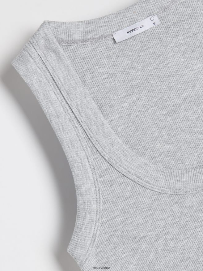 Reserved Women Melange Jersey Top P6H08T512 Apparel Light Grey