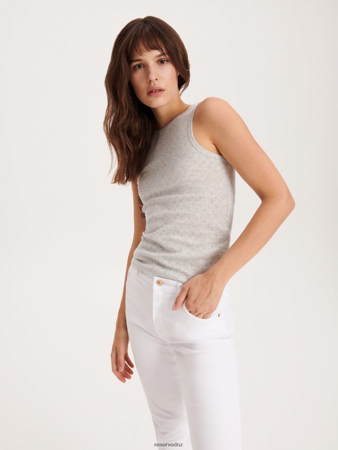 Reserved Women Openwork Top P6H08T451 Apparel Light Grey