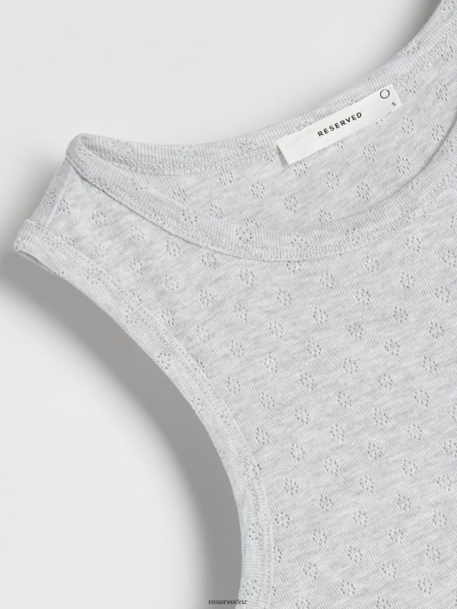 Reserved Women Openwork Top P6H08T451 Apparel Light Grey