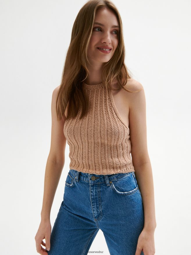 Reserved Women Organic Cotton Jersey Top P6H08T516 Apparel Coffee