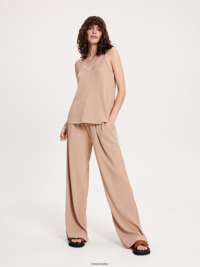 Reserved Women Pleated Jersey Top P6H08T533 Apparel Beige