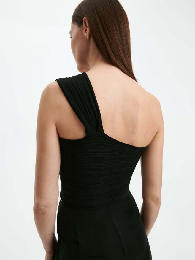 Reserved Women Rib Knit Crop Top P6H08T315 Apparel Black