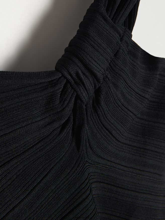 Reserved Women Rib Knit Crop Top P6H08T315 Apparel Black