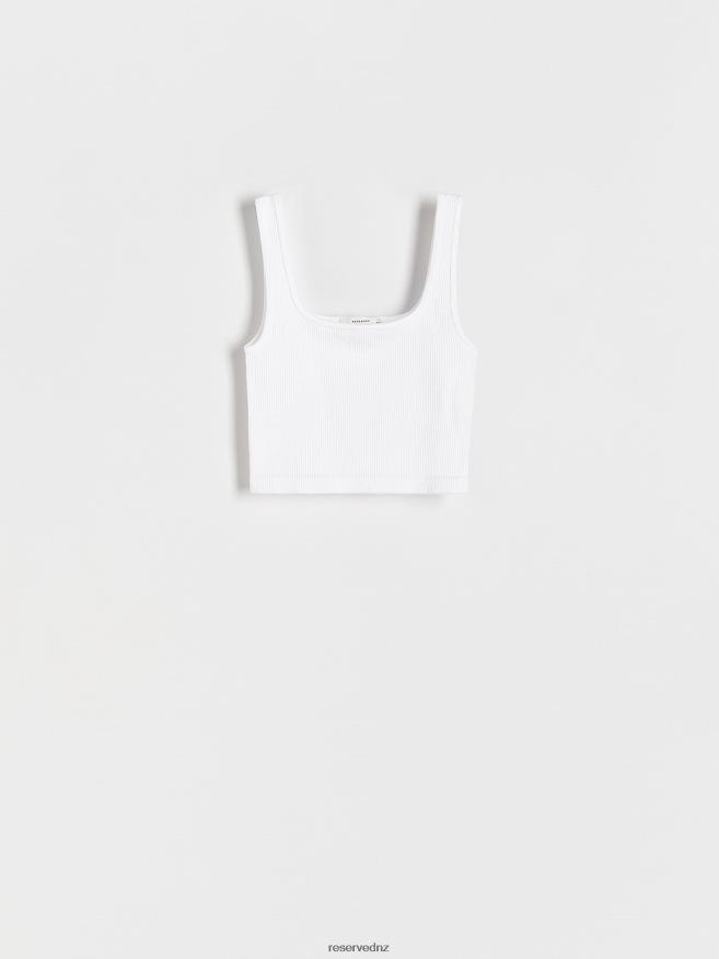 Reserved Women Rib Knit Crop Top P6H08T503 Apparel White