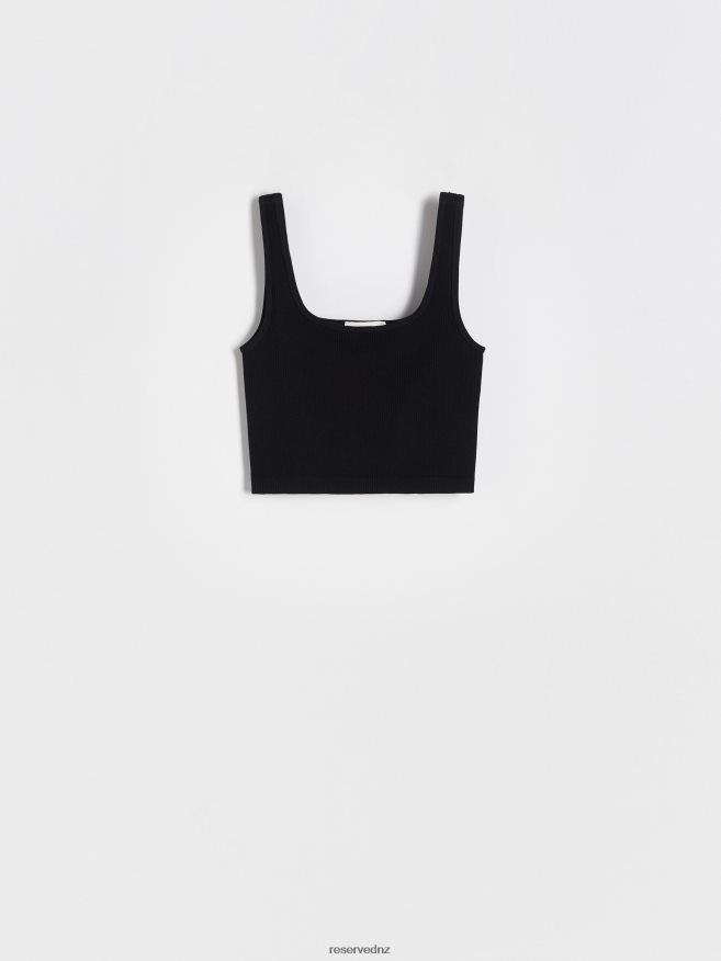 Reserved Women Rib Knit Crop Top P6H08T507 Apparel Black