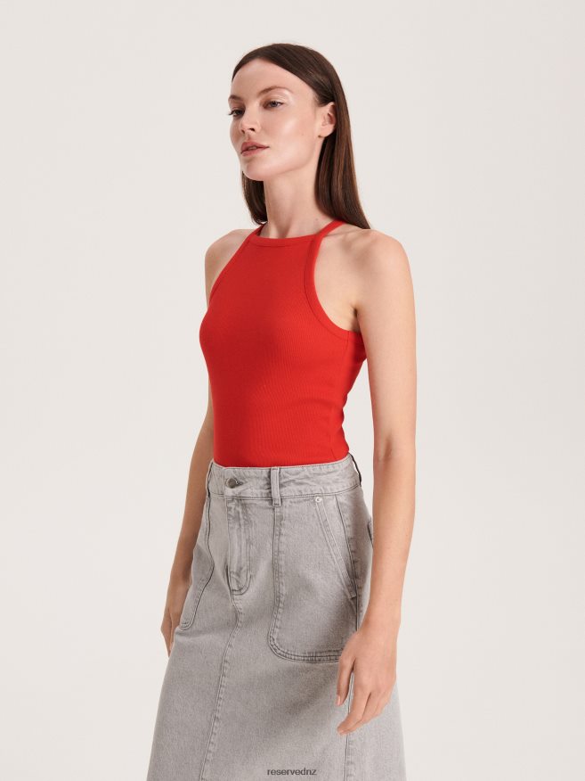 Reserved Women Rib Knit Jersey Body P6H08T499 Apparel Red