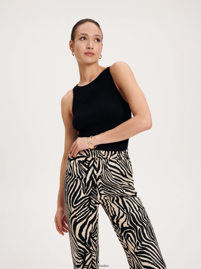 Reserved Women Rib Knit Jersey Top P6H08T357 Apparel Black