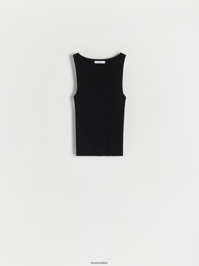 Reserved Women Rib Knit Jersey Top P6H08T357 Apparel Black