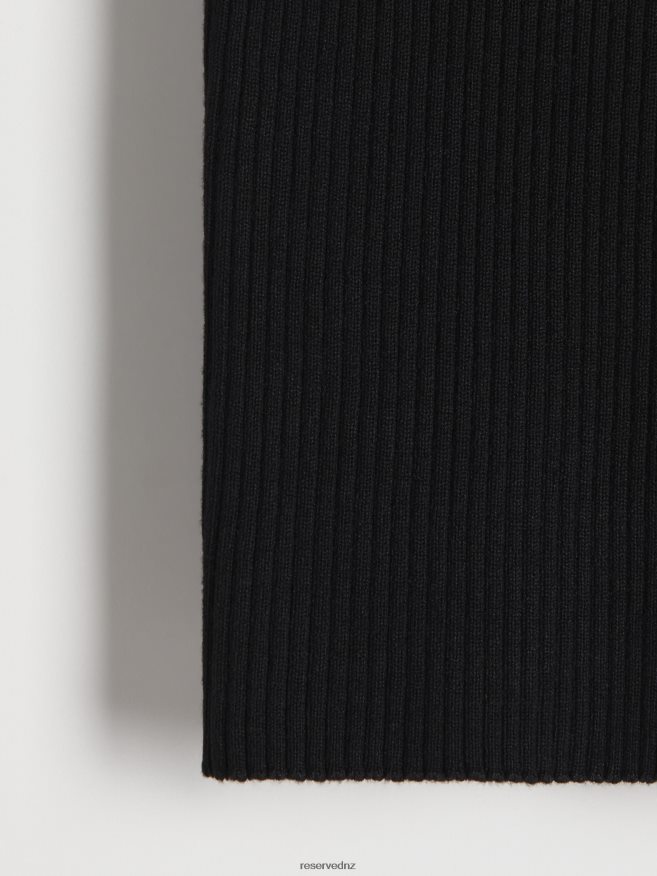 Reserved Women Rib Knit Jersey Top P6H08T357 Apparel Black